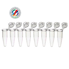 Charger l'image dans la galerie, Barrettes de tubes 0,2ml pour PCR, bouchons individuels attachés / 120