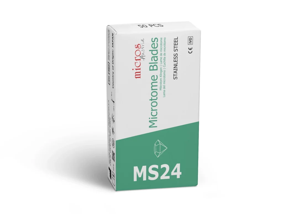 Lames pour microtome MS24 profil bas — tissus durs et cryostat (boîte de 50)