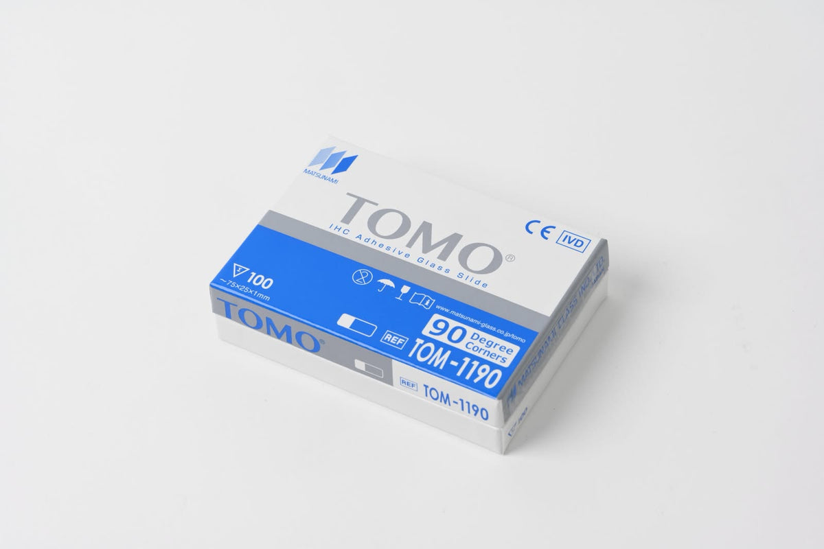 Emballage des lames adhésives hydrophiles TOMO® Matsunami TOM-1190, plage blanche, CE-IVD, boîte de 100 lames 75 x 25 x 1 mm