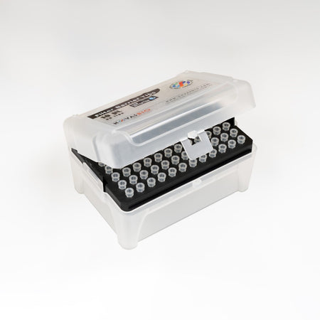 Rack stérile de 96 pointes à filtre 10 µl low retention NovasBio, boîte ouverte