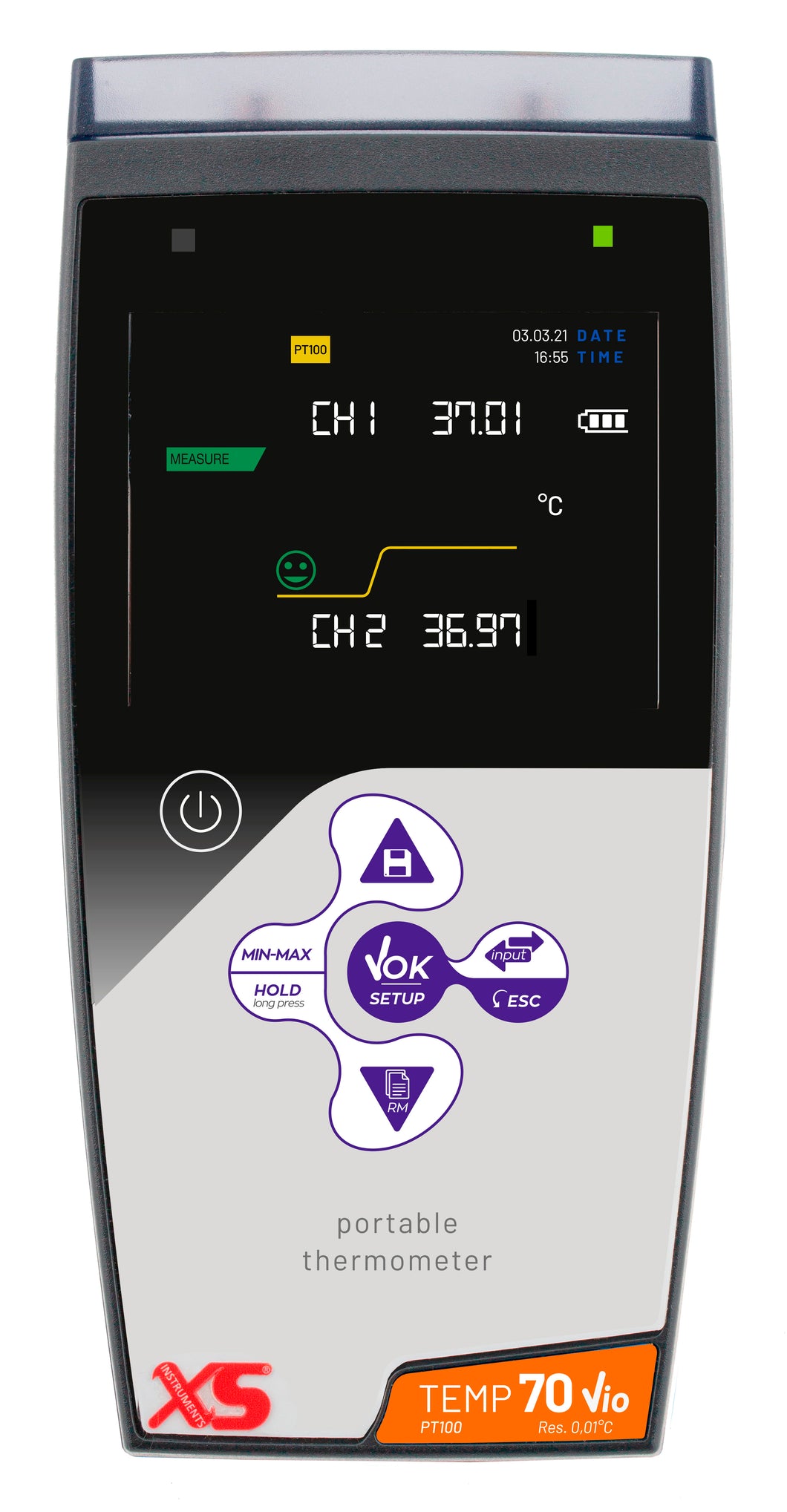 Thermomètre digital portatif pour 2 sondes PT100, -200 / +999°C,  Temp70vio