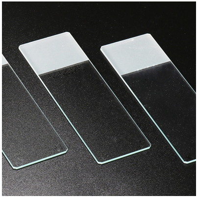 Lames de microscopie, bords rodés, coins coupés, dépolies double face / 2000