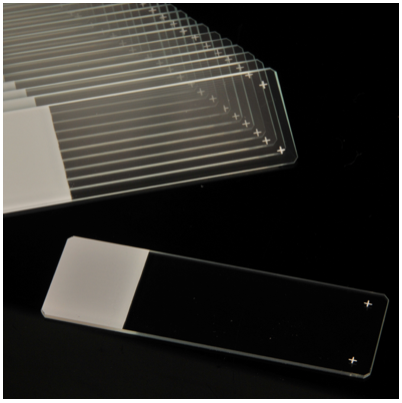 Lames de microscopie ADHESIVES, bords rodés, plage blanche, compatibles Dako & Leica (boite de 72)