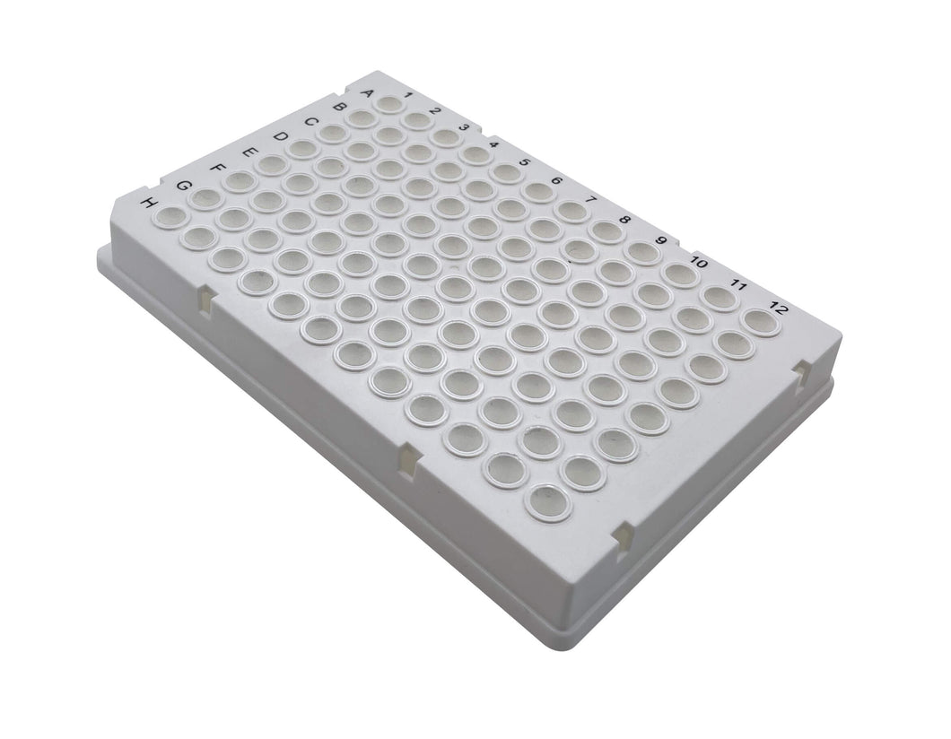 Plaque PCR 96 puits 0,1ml blanche, à jupe, low profile (pack de 10)